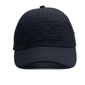 Grunt Style Black Trucker Hat Snapback Mesh Cap Tonal Logo